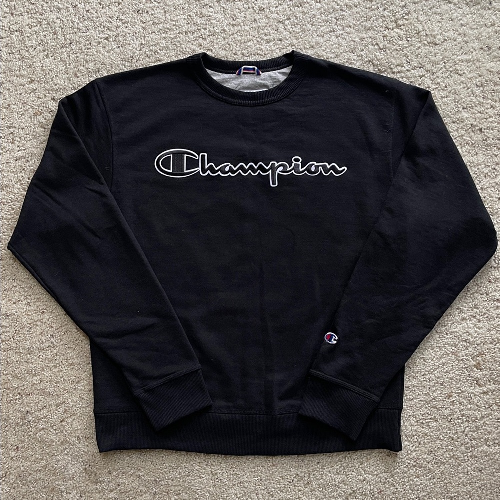 VINTAGE CHAMPIONS CREWNECK SWEATER BLACK SZ MEDIUM